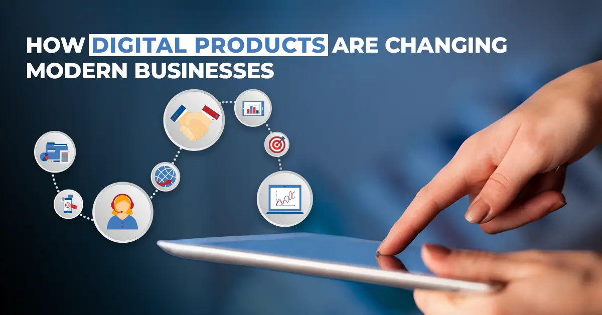 How digital products are changing modern businesses feature image with icons